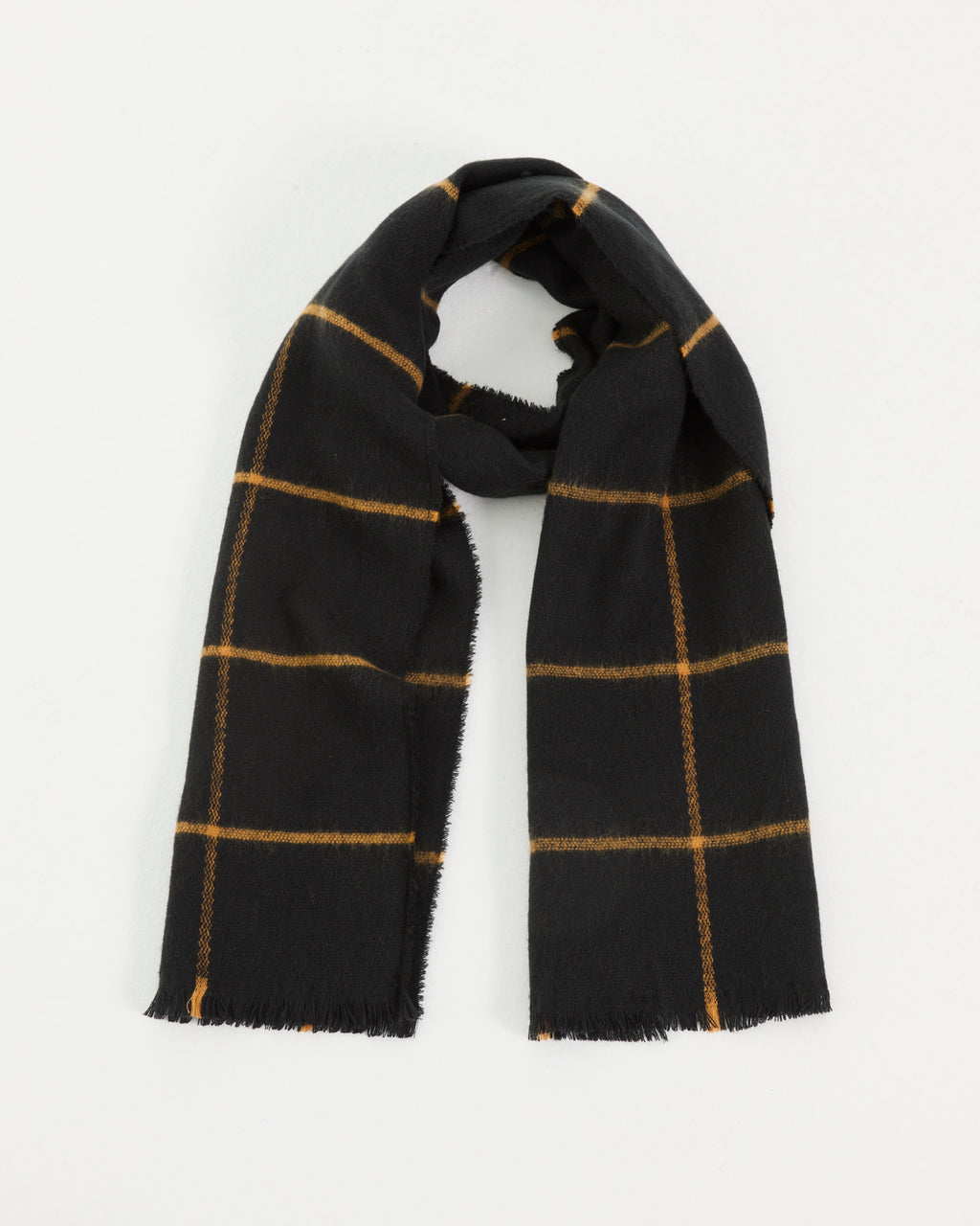 Women's two-tone plaid print scarf with fringes
