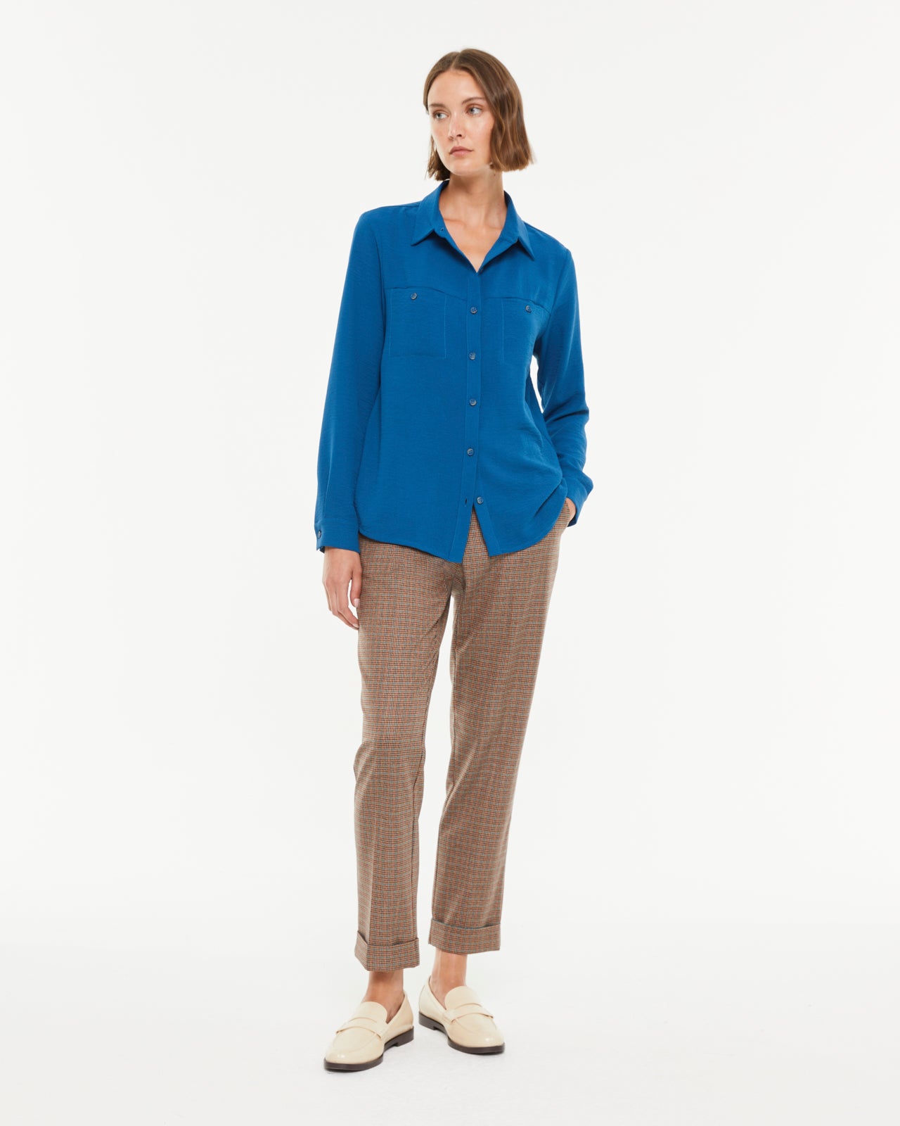 Chemise à manches longues pour femme avec col chemise