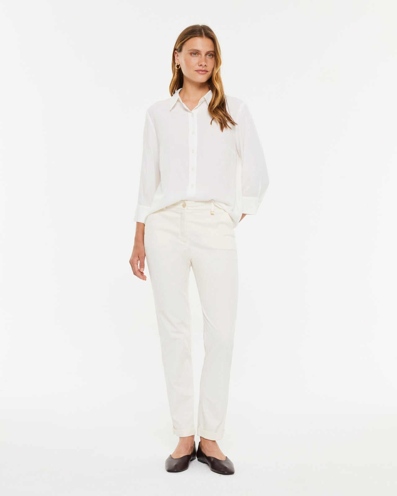 Chemise fluide pour femme à manches françaises et col chemise