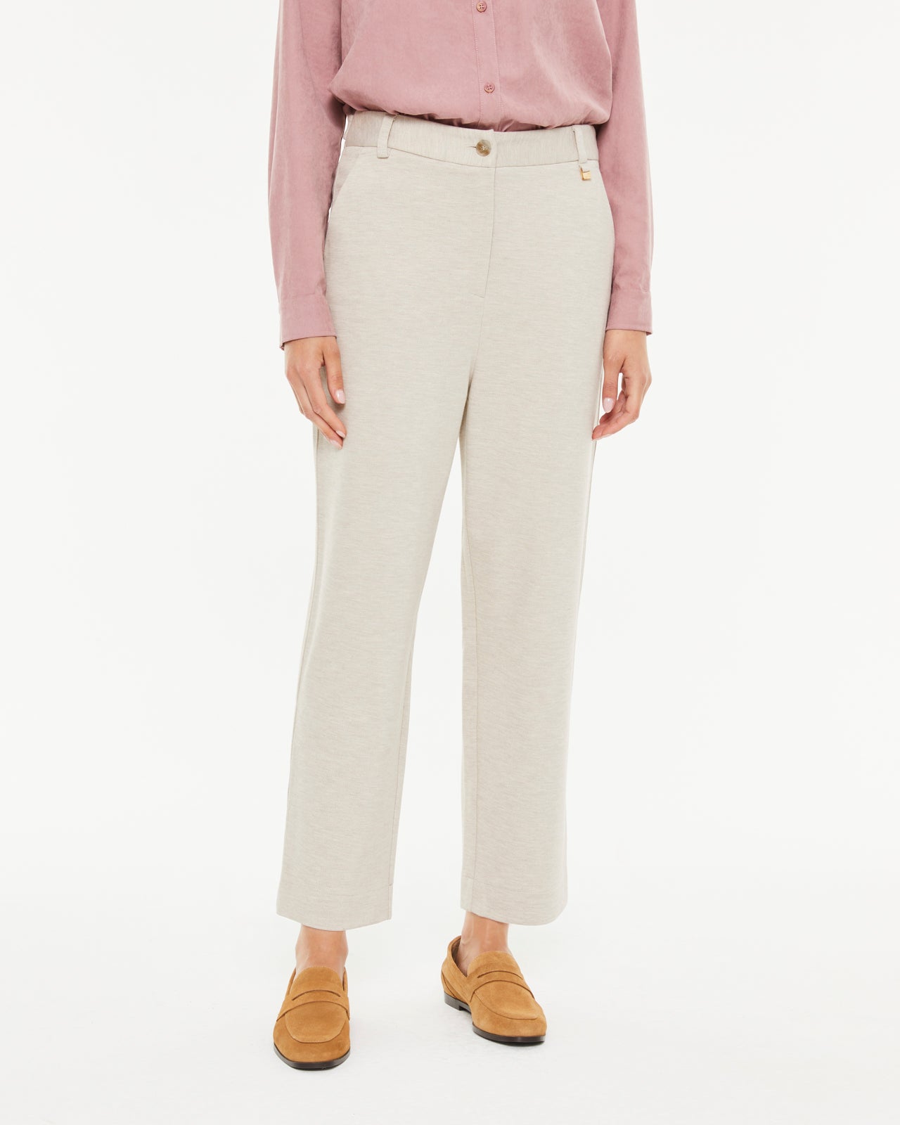 Pantalon droit en maille pour femme avec poches