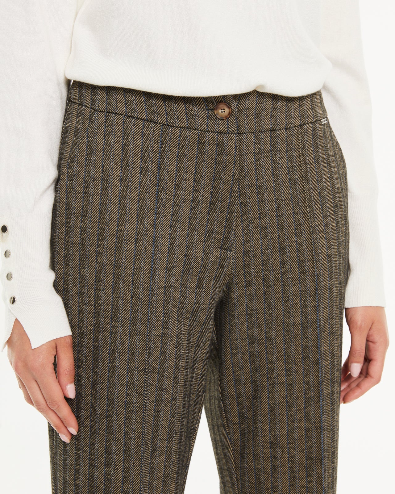 Pantalon droit pour femme à motif à chevrons
