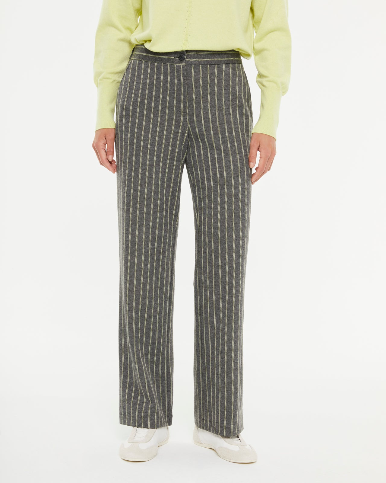 Pantalón recto de mujer punto estampado cintura elástica
