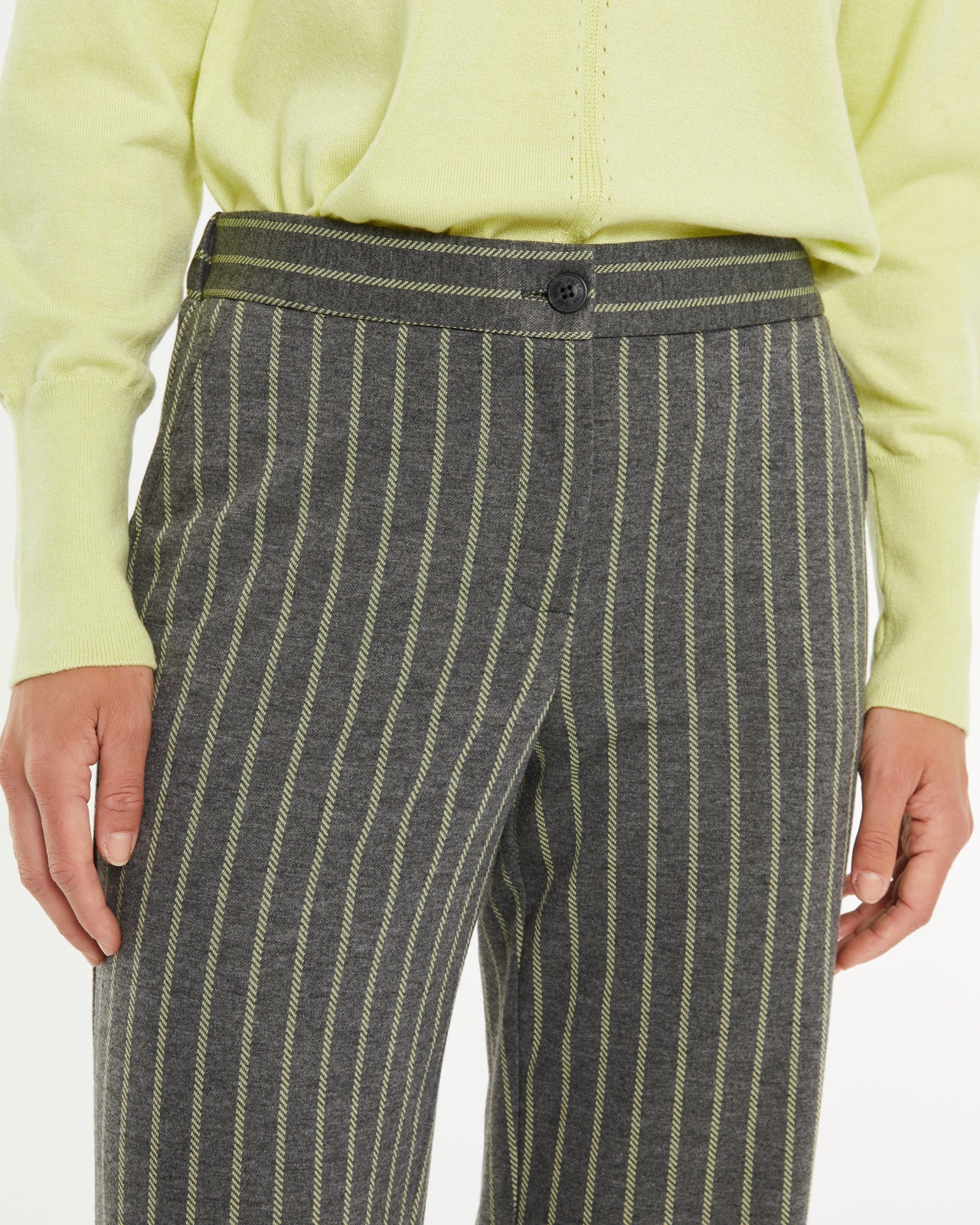 Pantalón recto de mujer punto estampado cintura elástica
