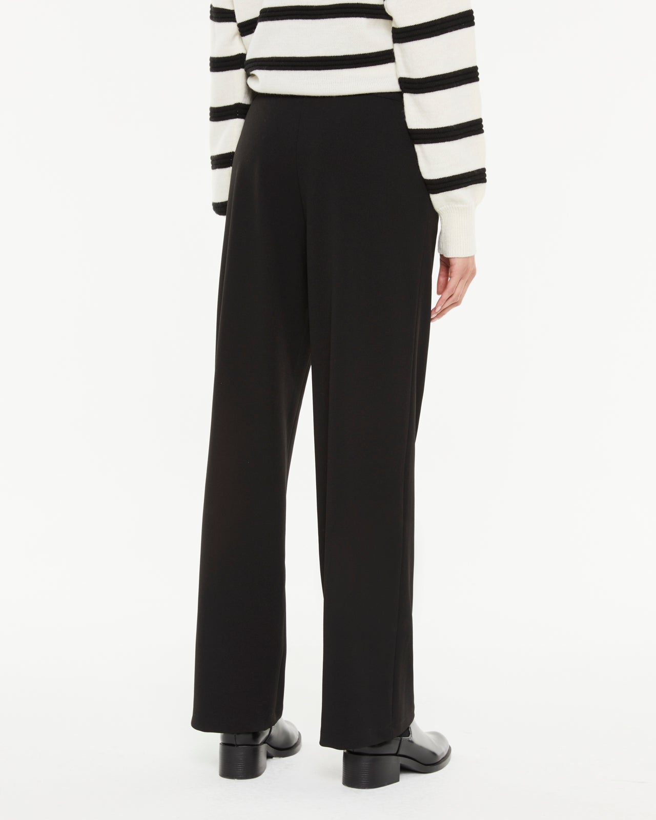 Pantalon large en tricot pour femme avec taille élastique