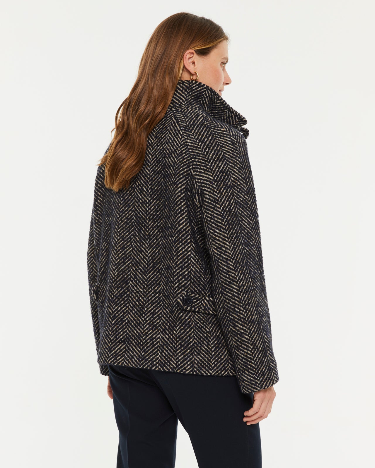 Abrigo de mujer estampado espiga cuello alto