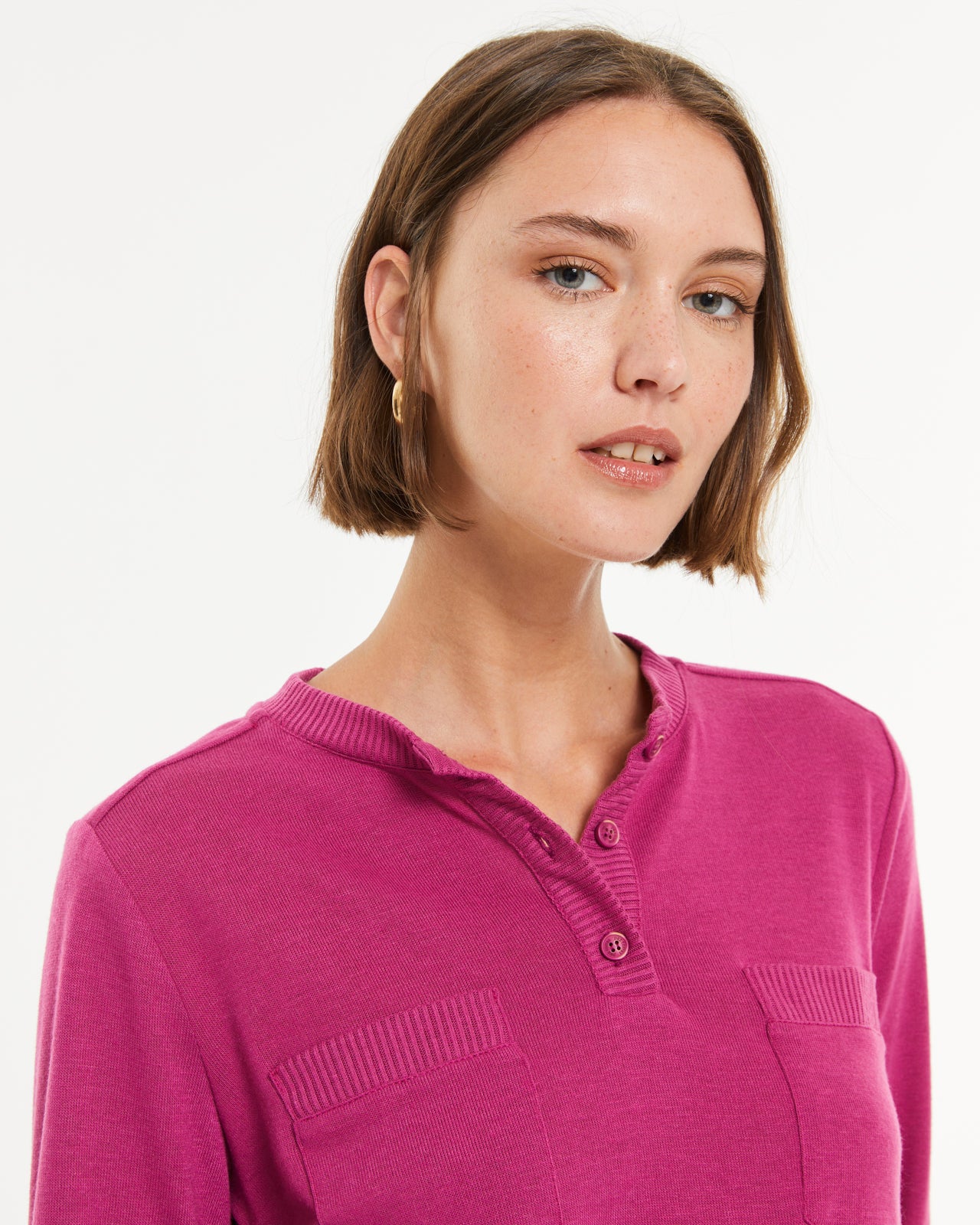 T-shirt à manches longues et col rond pour femme