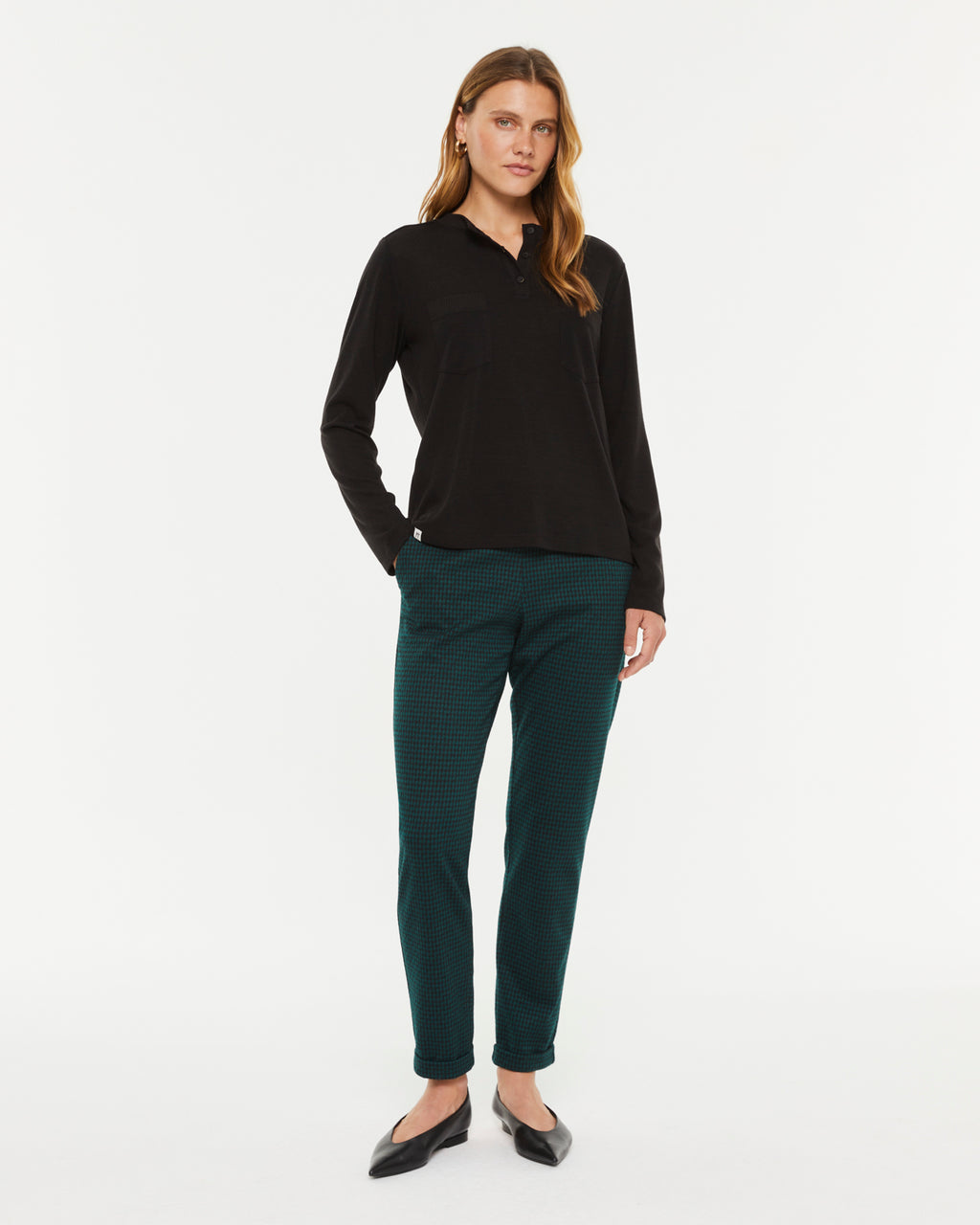 T-shirt à manches longues et col rond pour femme
