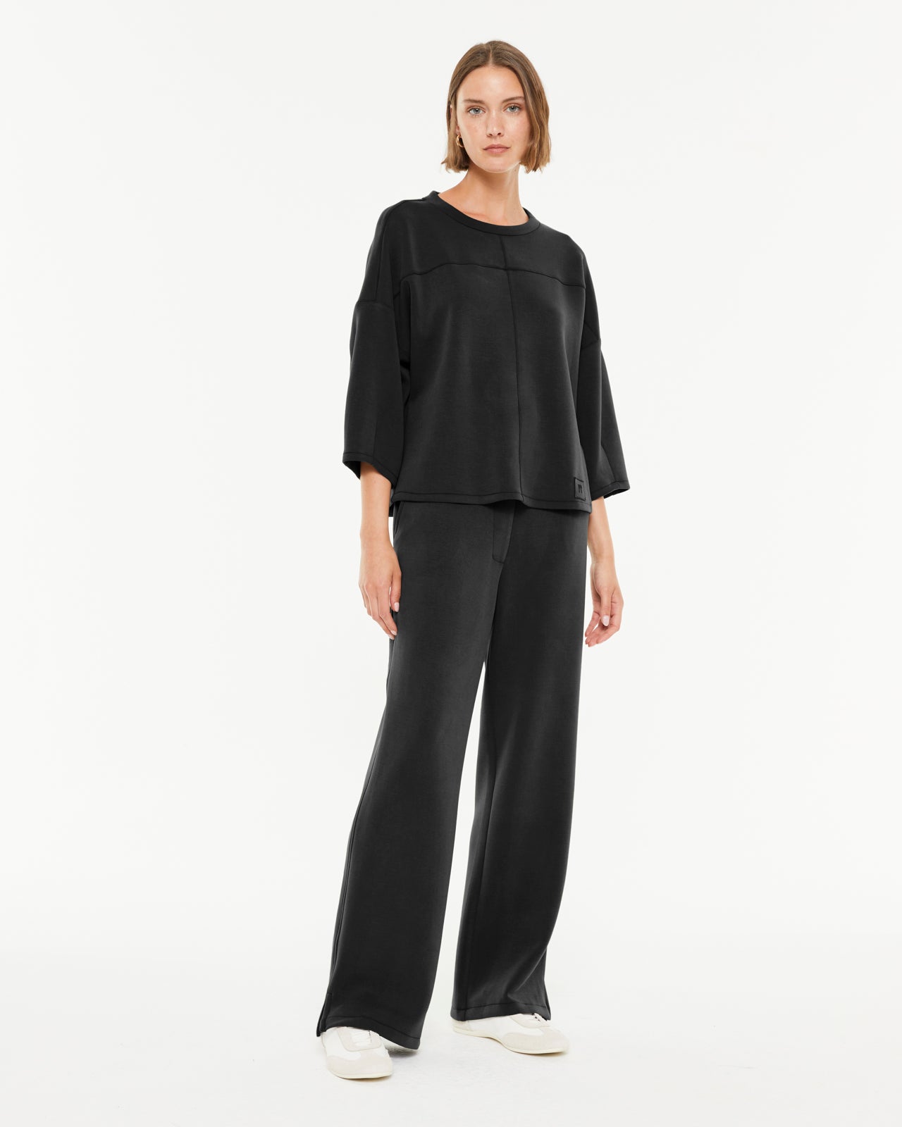 Sudadera de mujer cuello redondo manga francesa