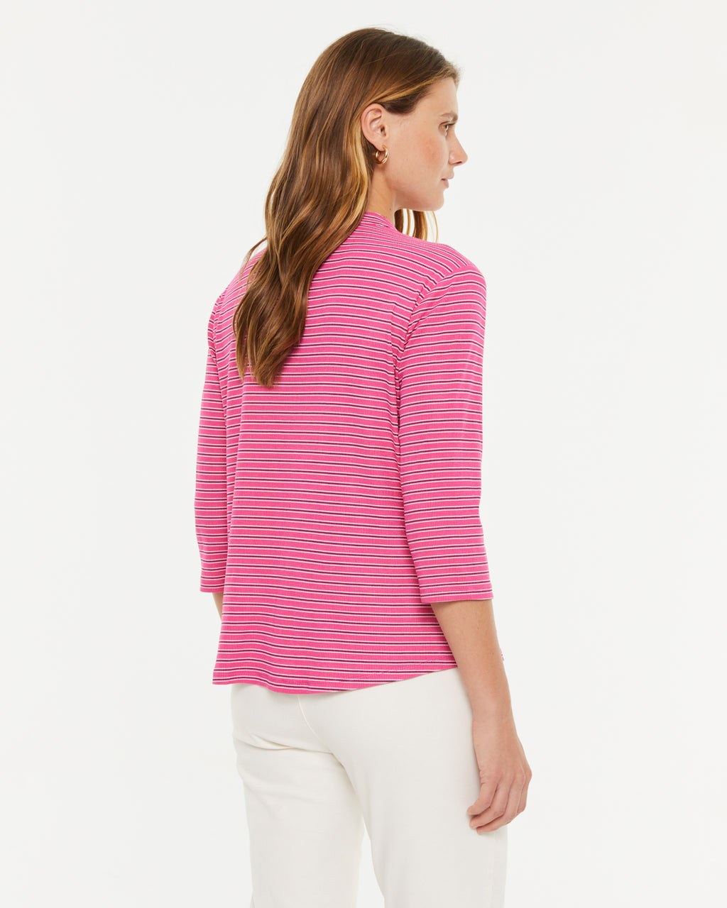 Chemise en tricot à rayures pour femme avec manches françaises