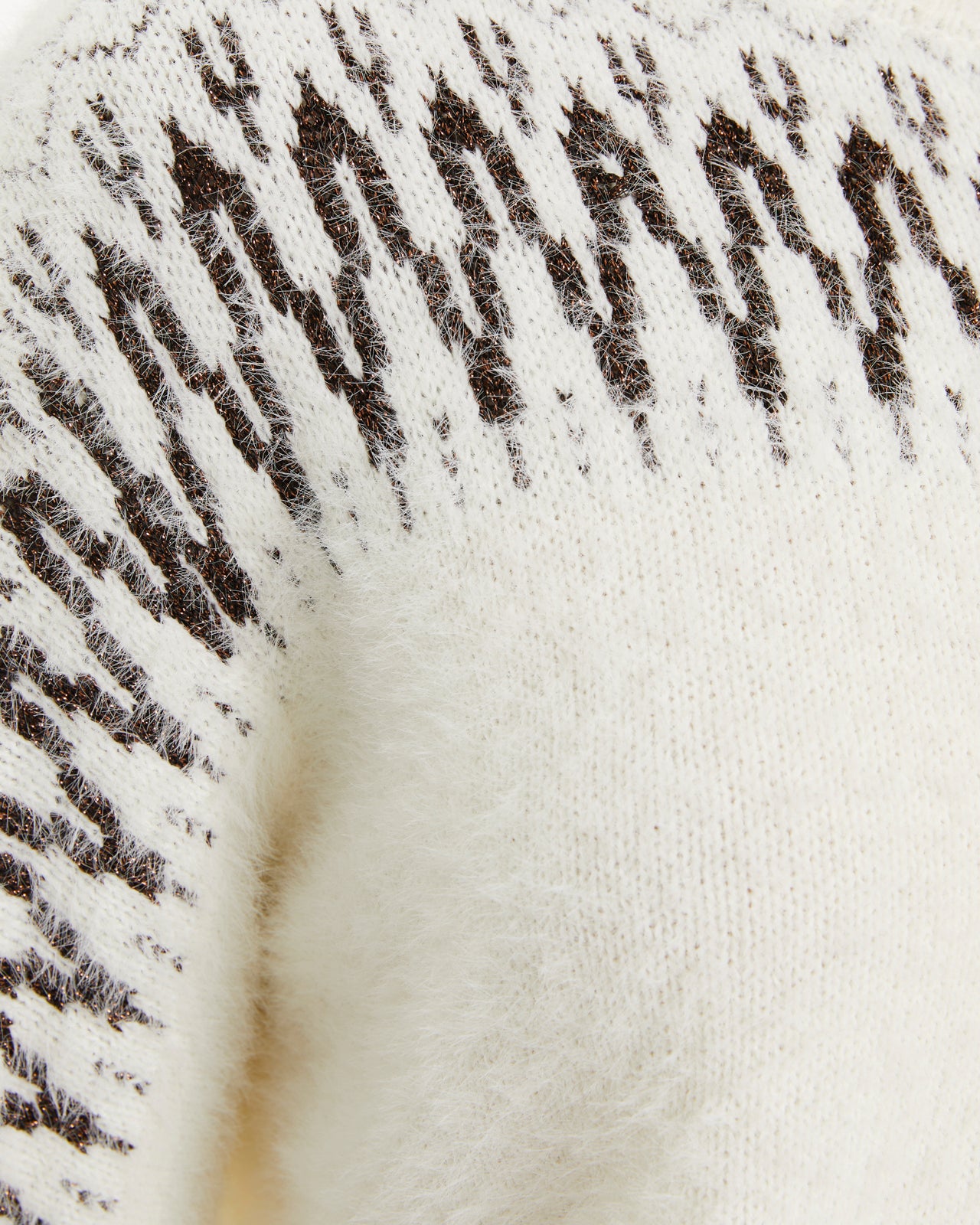 Pull jacquard effet fourrure pour femme avec fil métallisé