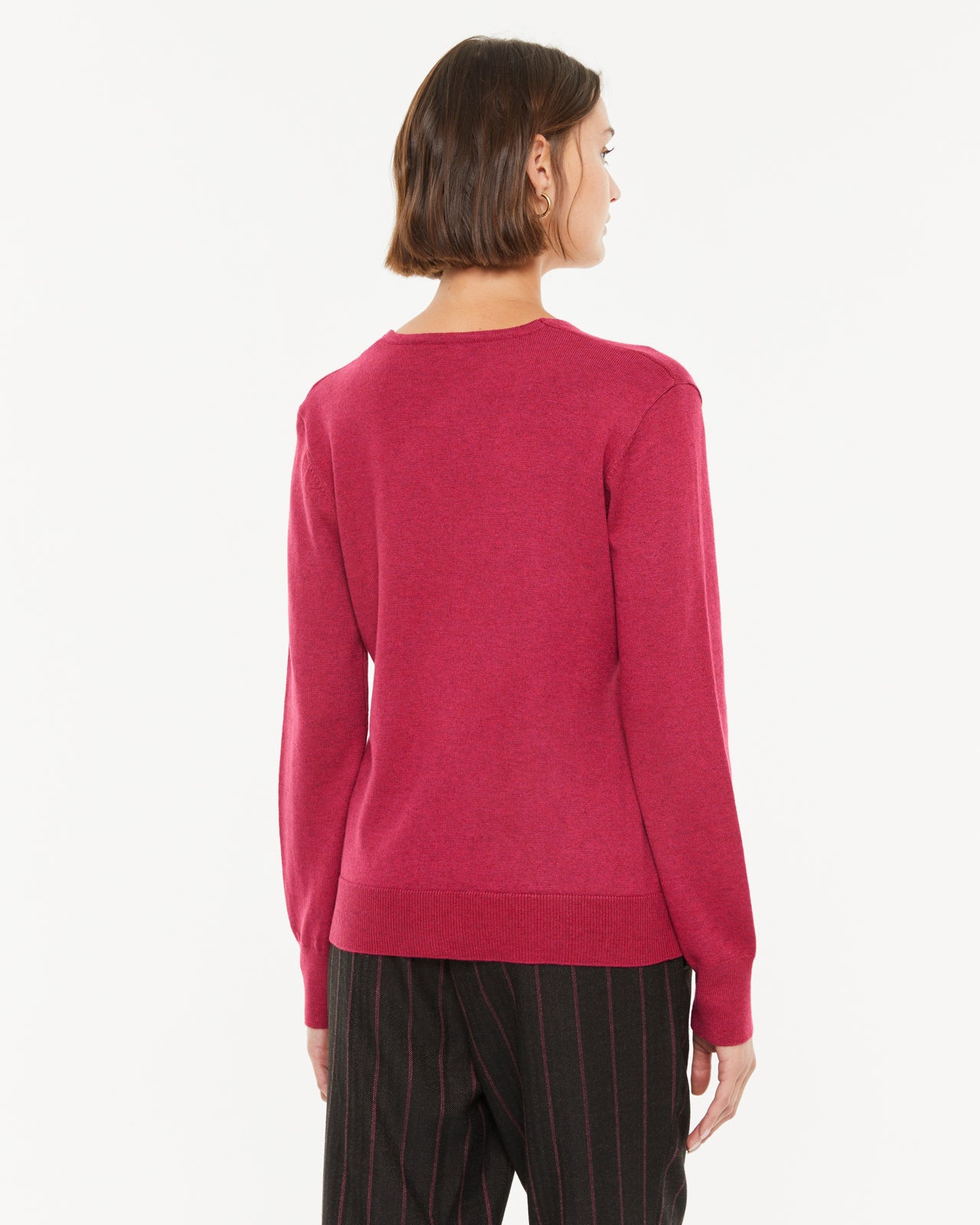 Jersey de mujer básico manga larga cuello pico