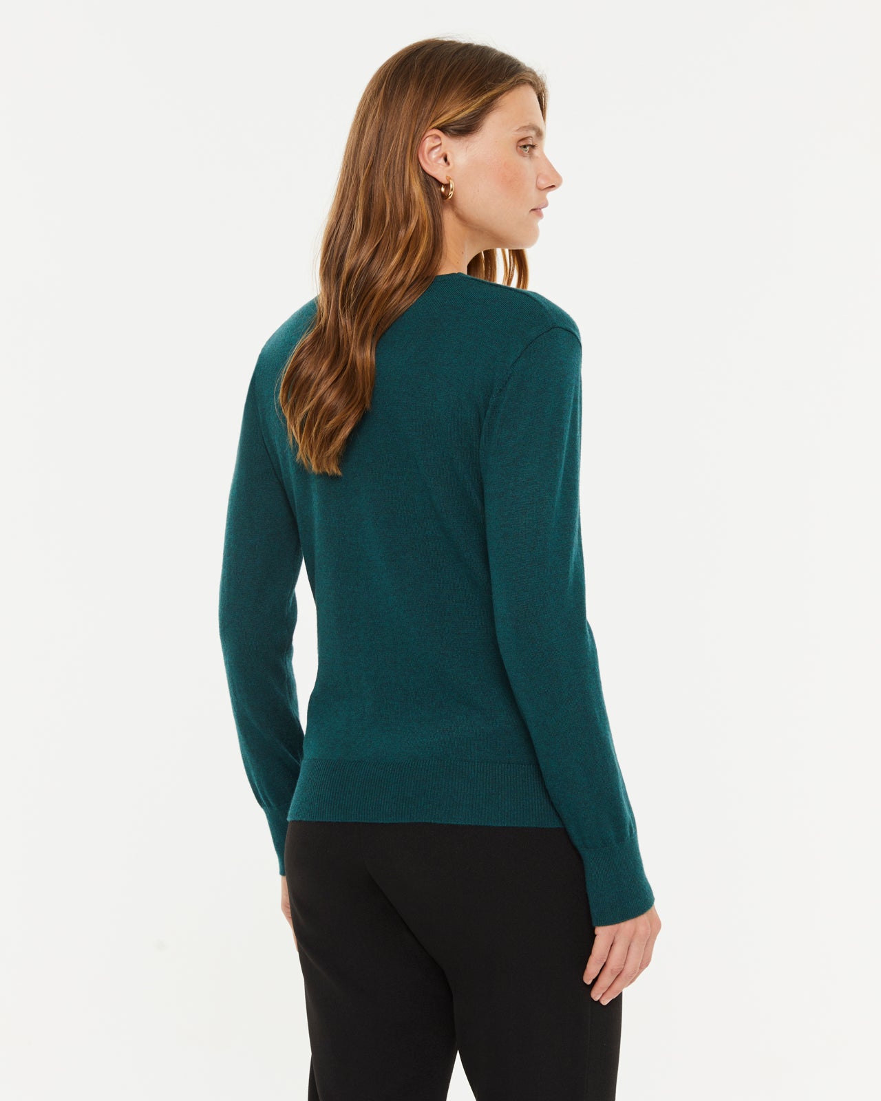 Jersey de mujer básico manga larga cuello pico