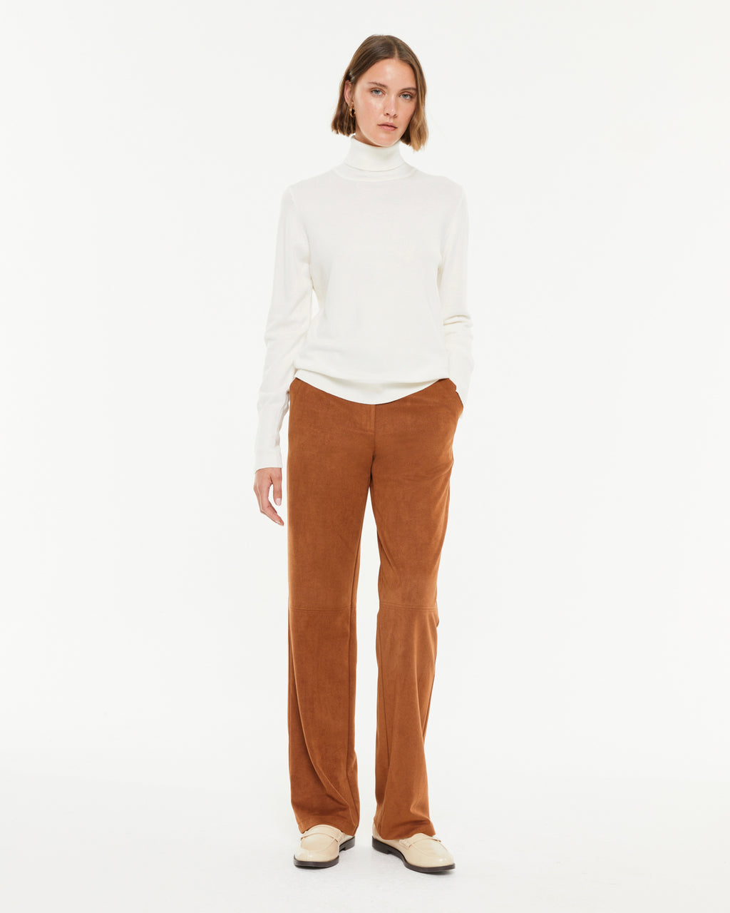 Pull col roulé basique pour femme à manches longues