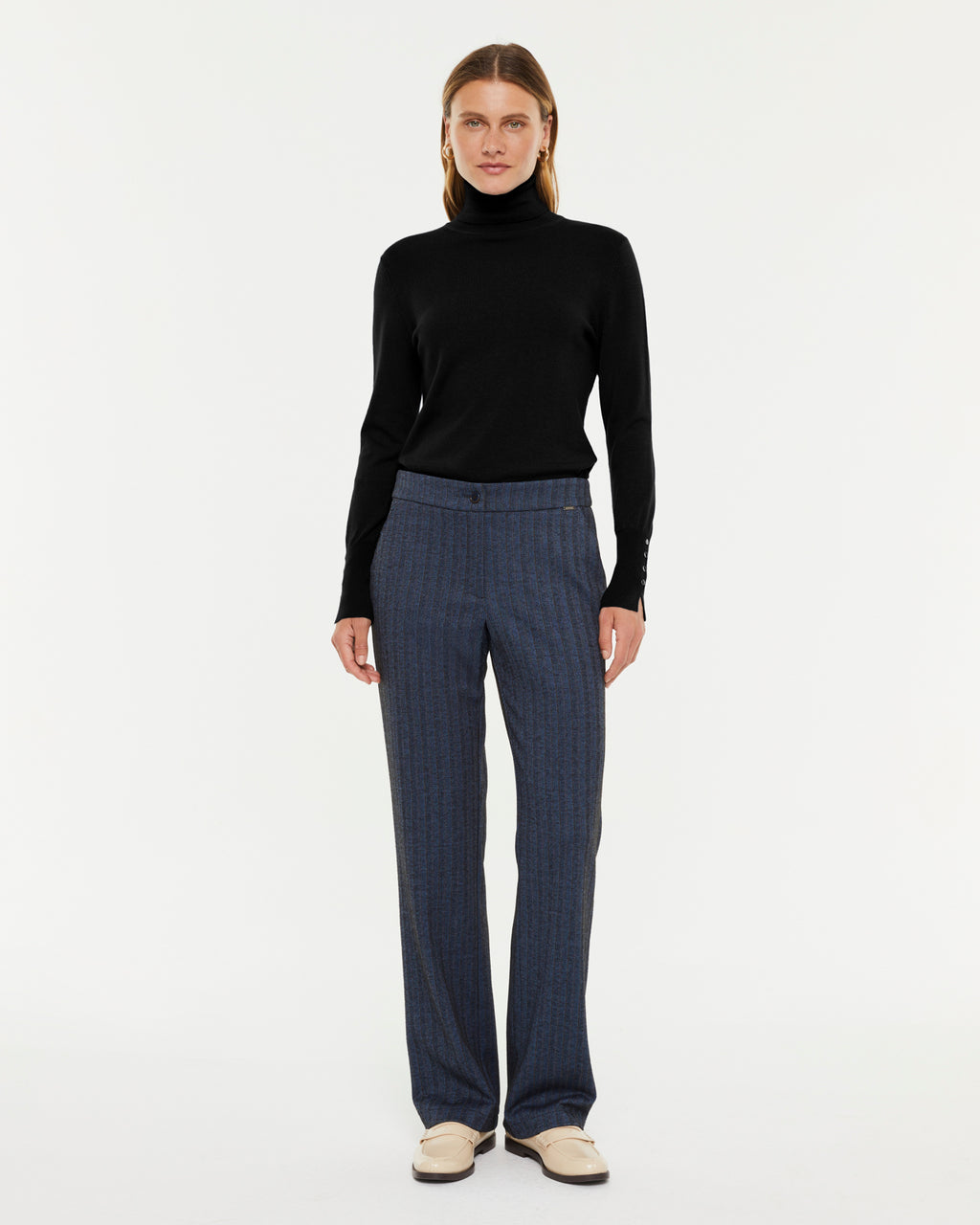 Pull col roulé basique pour femme à manches longues
