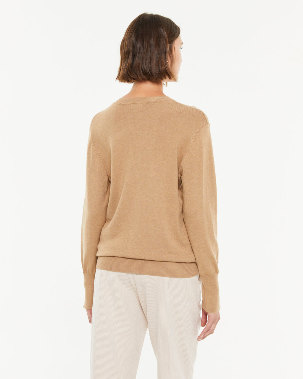 Cardigan basique à manches longues et col rond pour femme