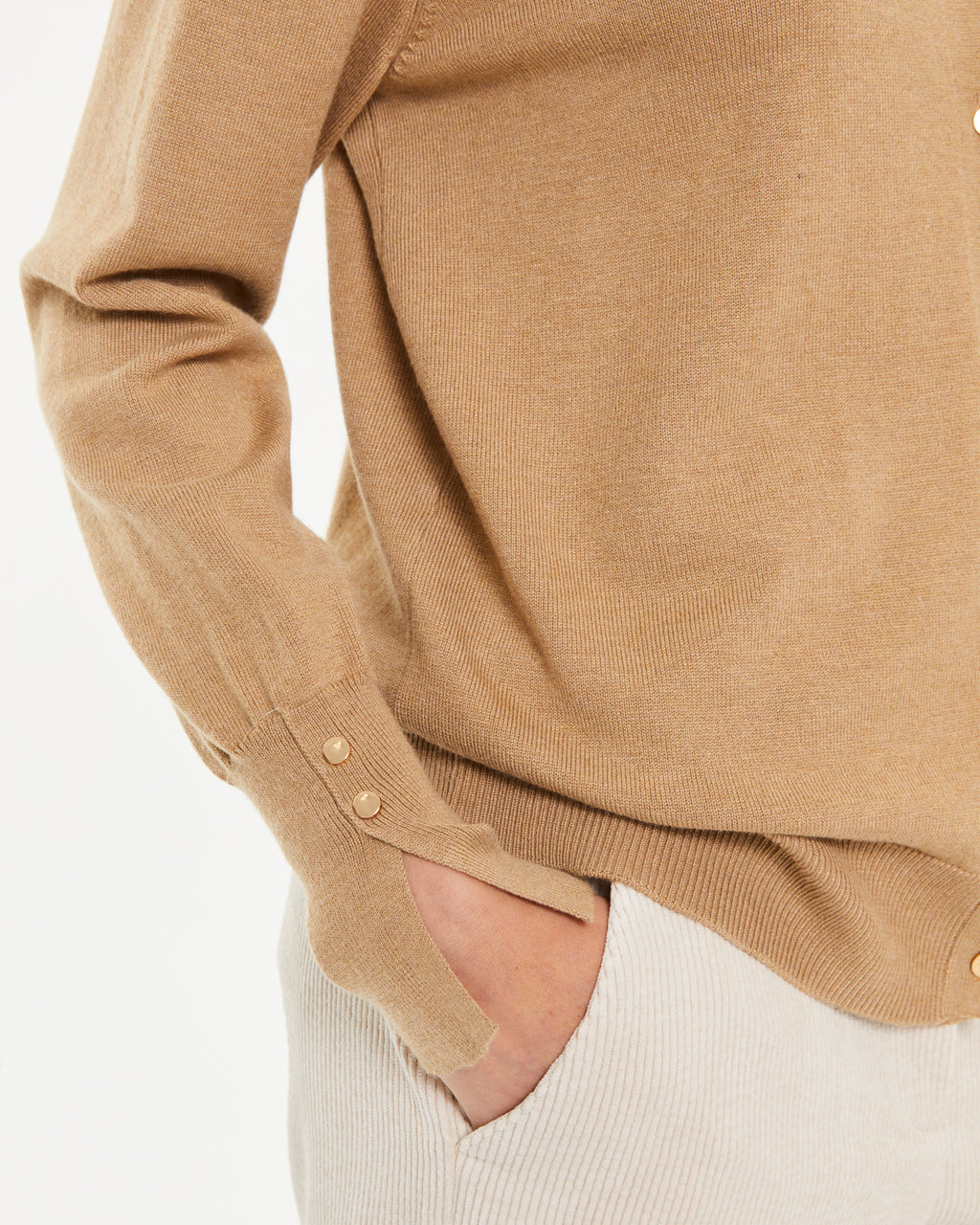 Cardigan basique à manches longues et col rond pour femme