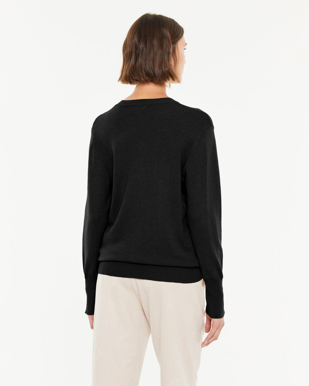 Cardigan basique à manches longues et col rond pour femme