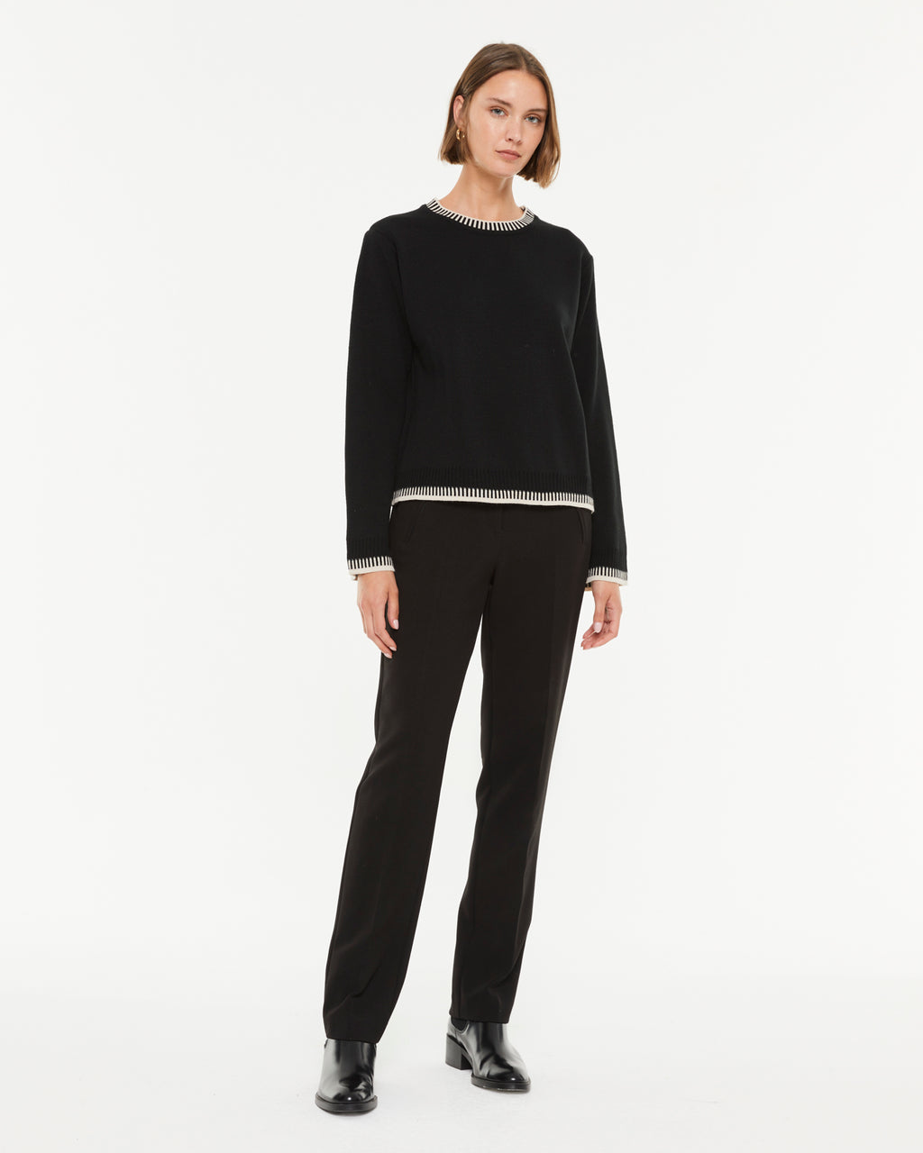 Pull col rond manches longues femme