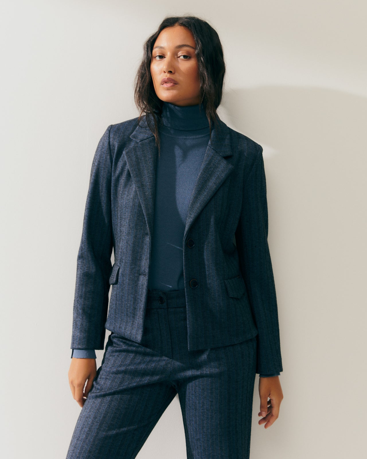 Blazer de mujer en punto estampado rayas
