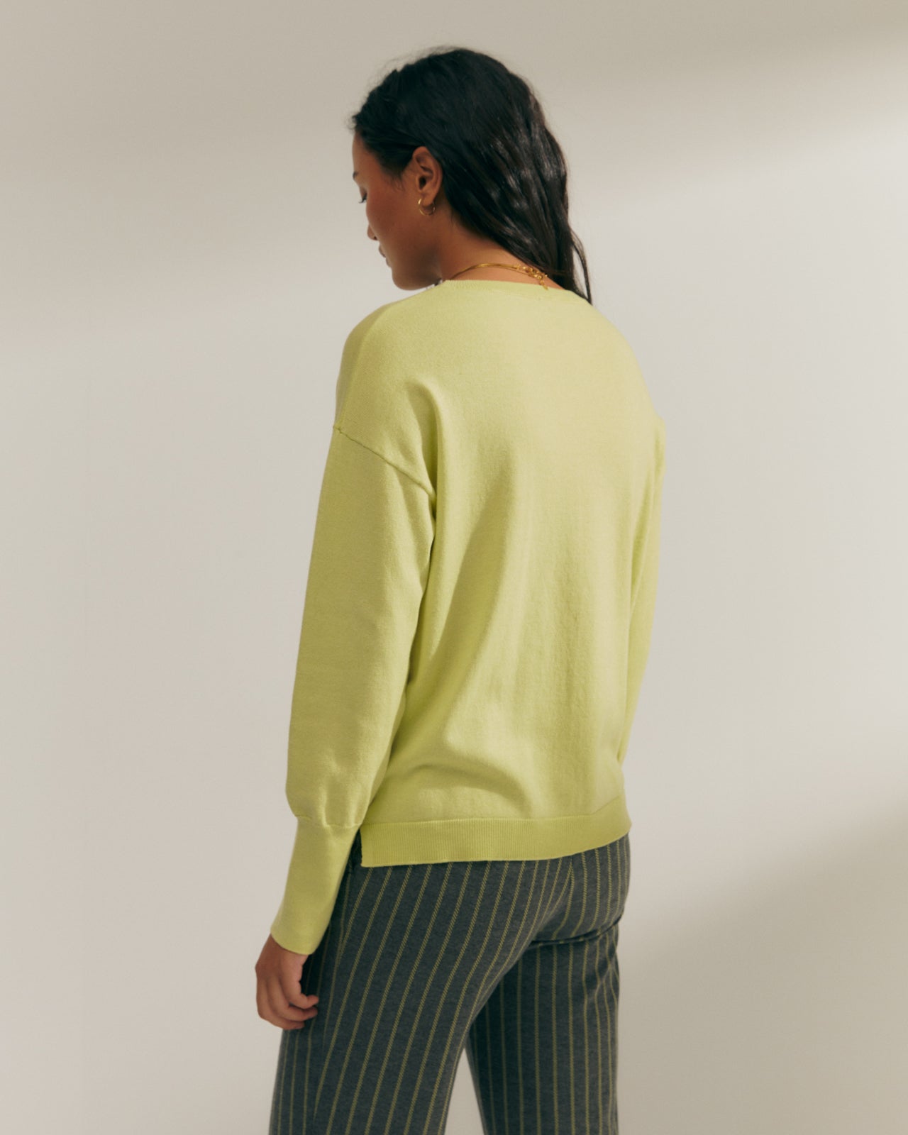 Jersey de mujer punto liso manga larga cuello redondo