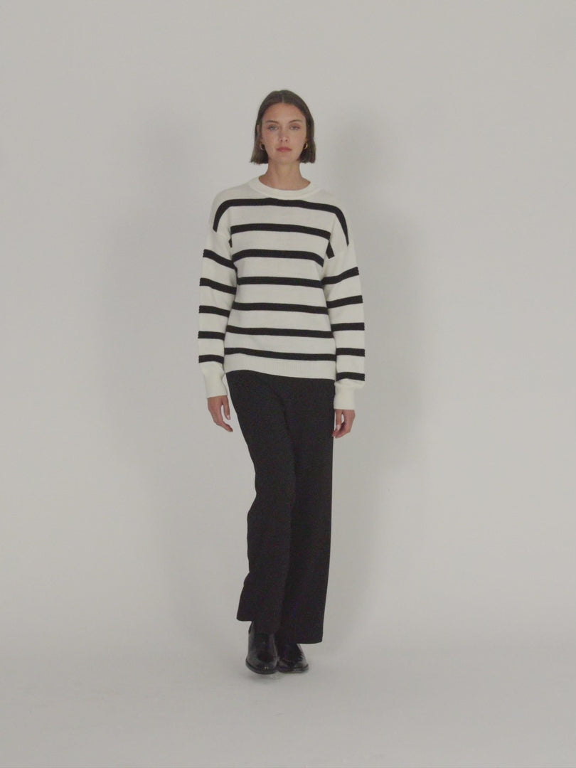 Pantalón ancho de mujer de punto cintura elástica