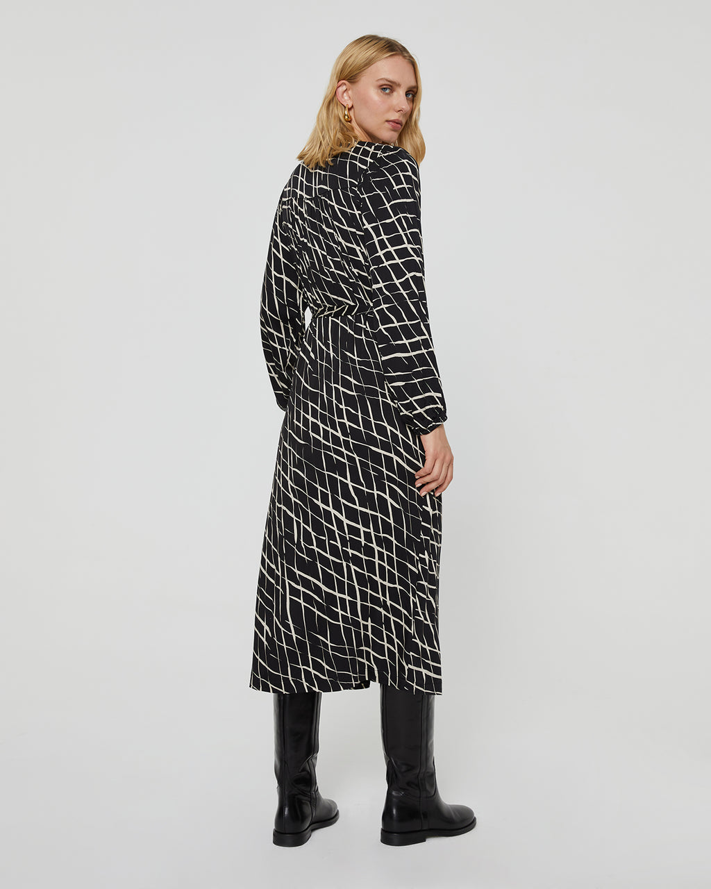 Long printed shirt dress with mao collar