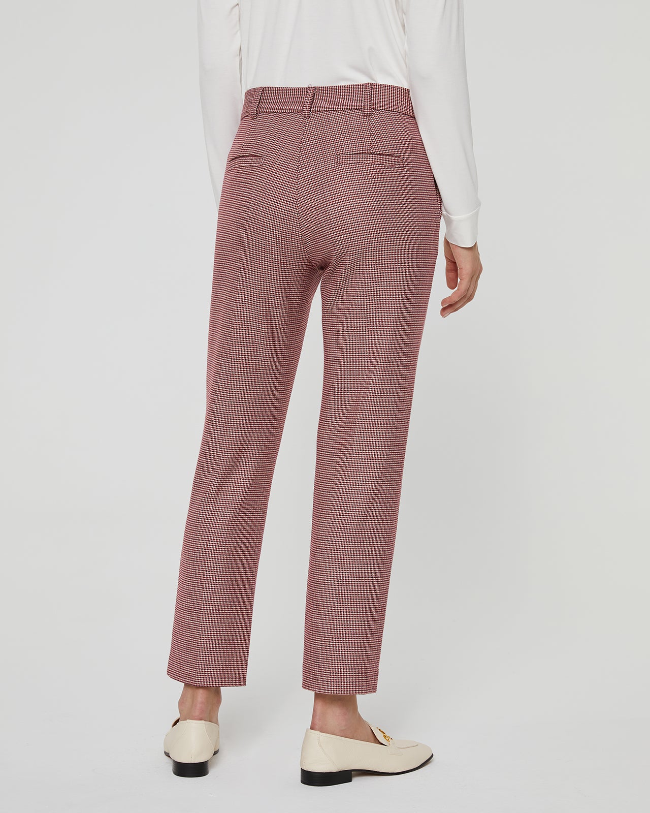 Women's straight-leg checked trousers with French pockets