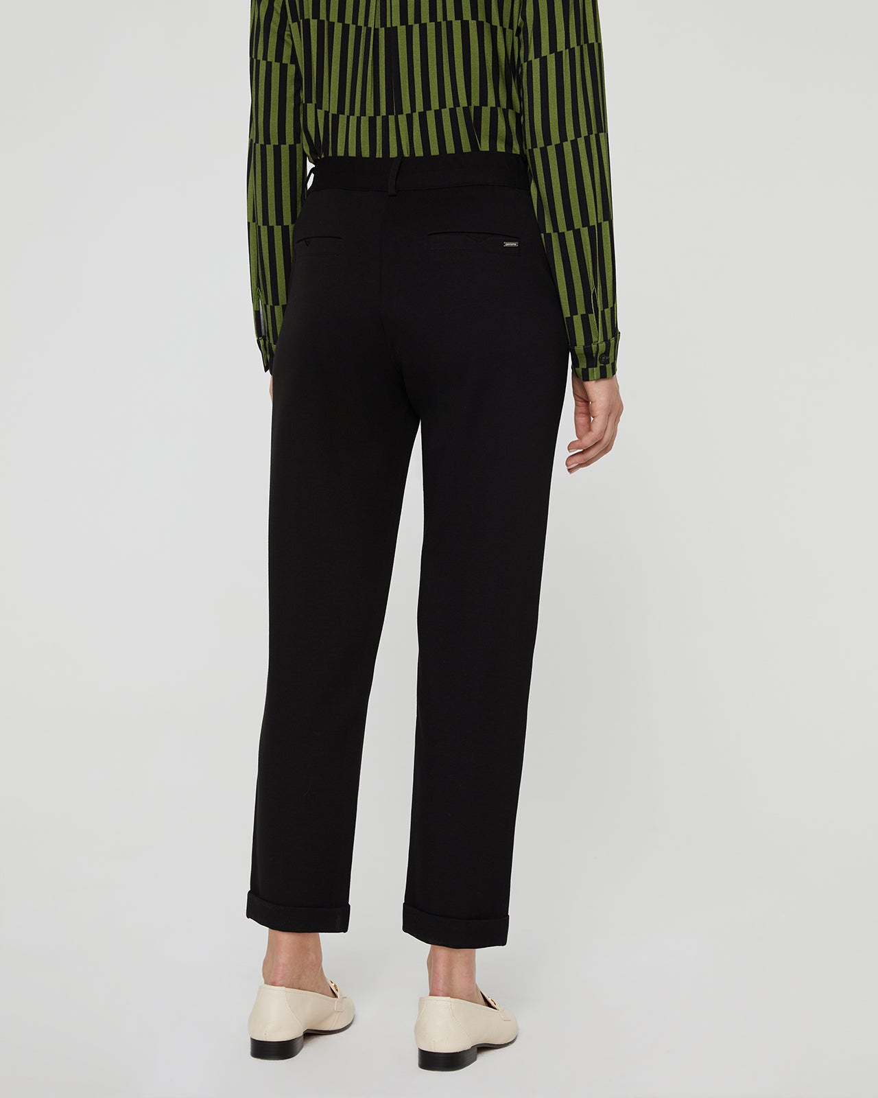 Women's straight leg trousers with cuffs at the bottom