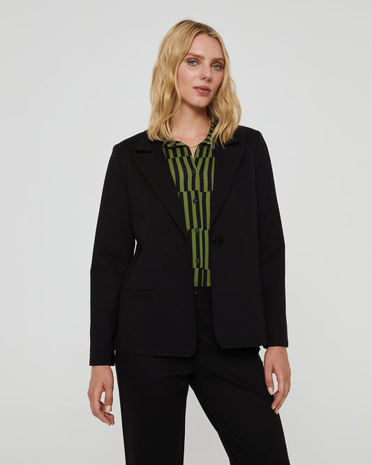 Women's Roman knit blazer with lapel and welt pockets