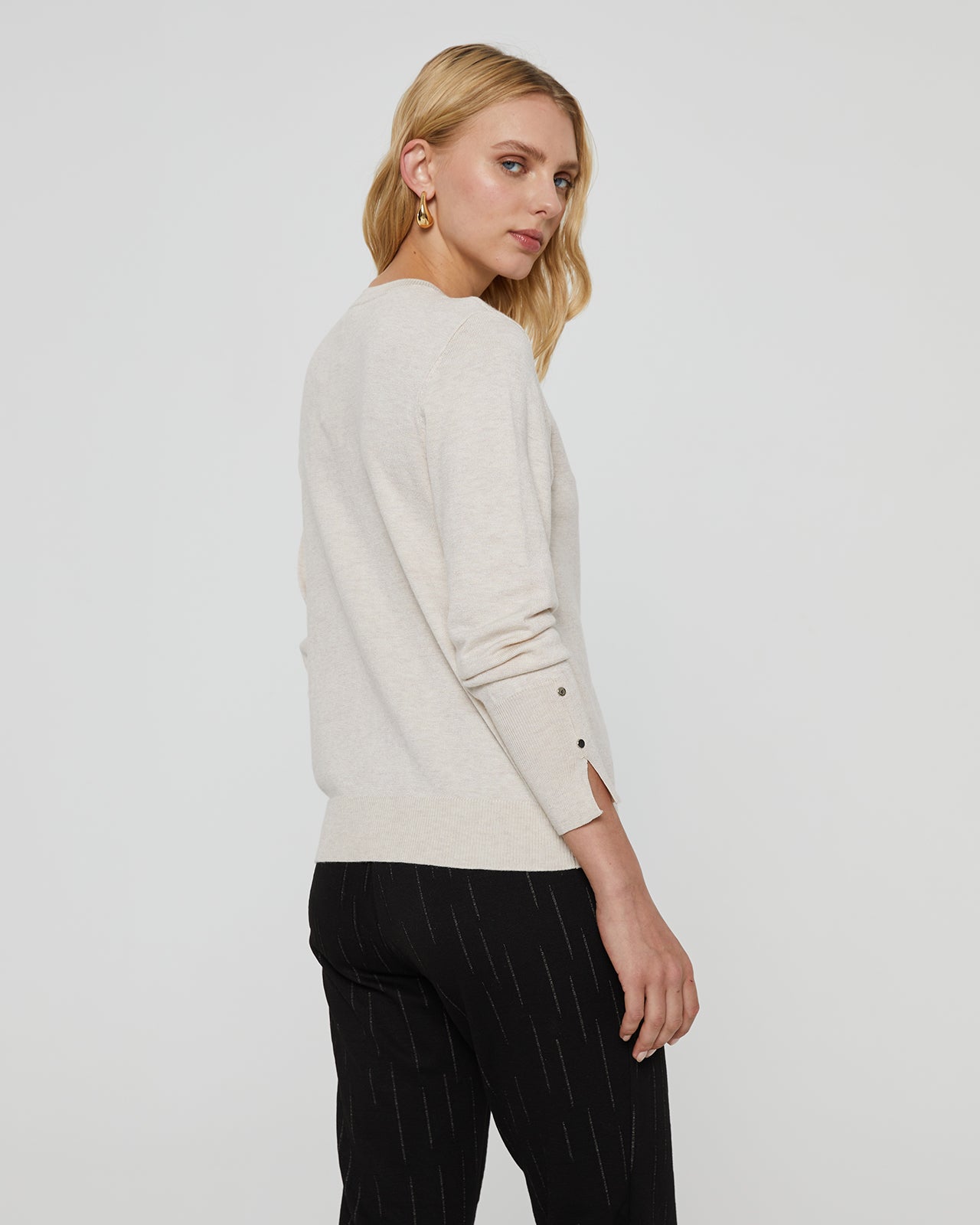 Women's long-sleeved round-neck cardigan