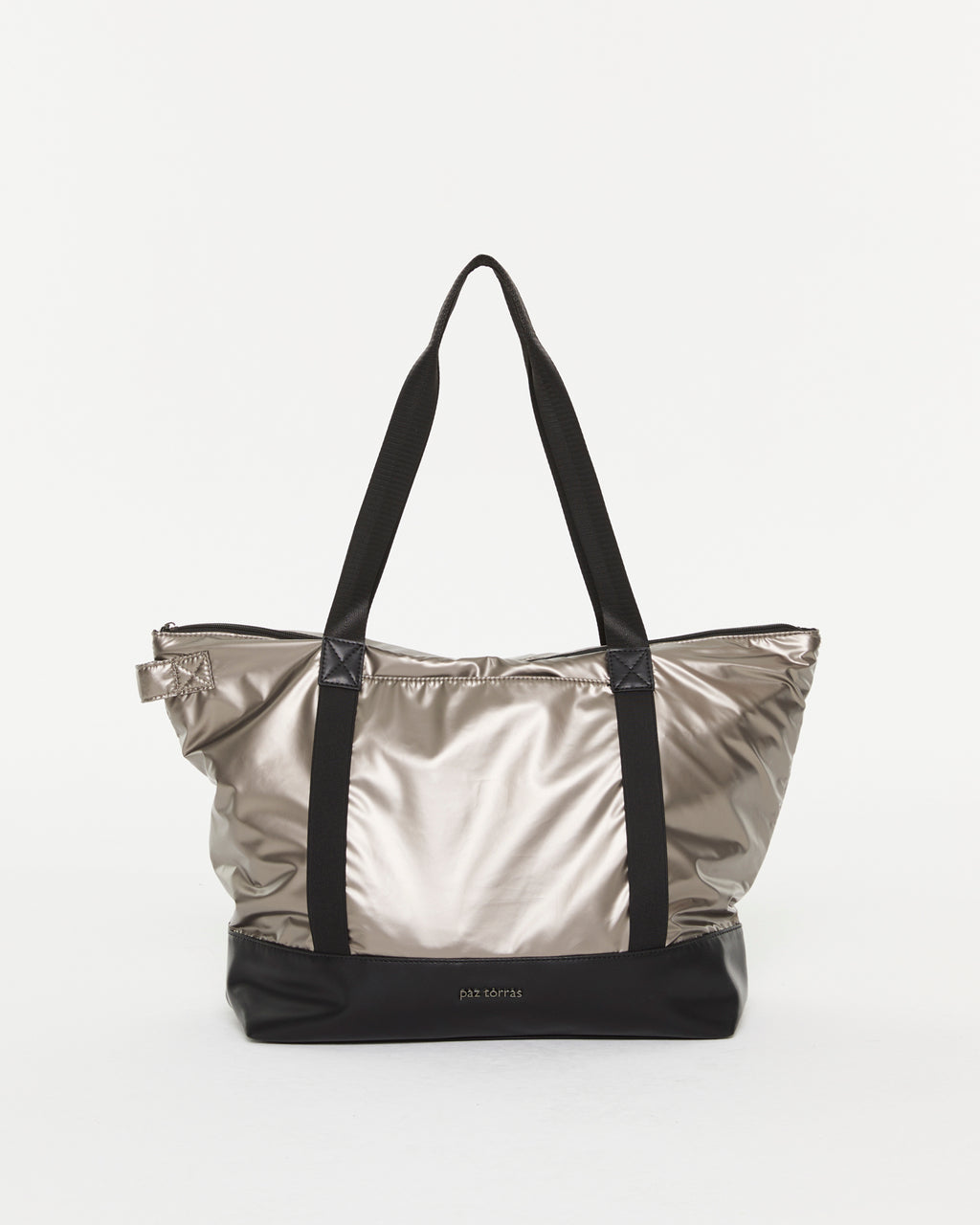 Women's shopper bag made of metallic nylon