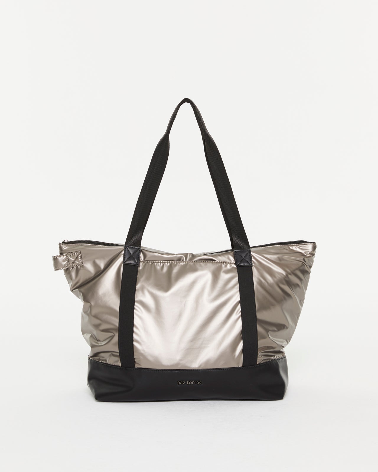 Women's shopper bag made of metallic nylon