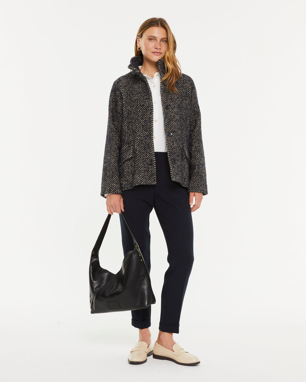Bolso grande de piel de mujer con bolsillo exterior