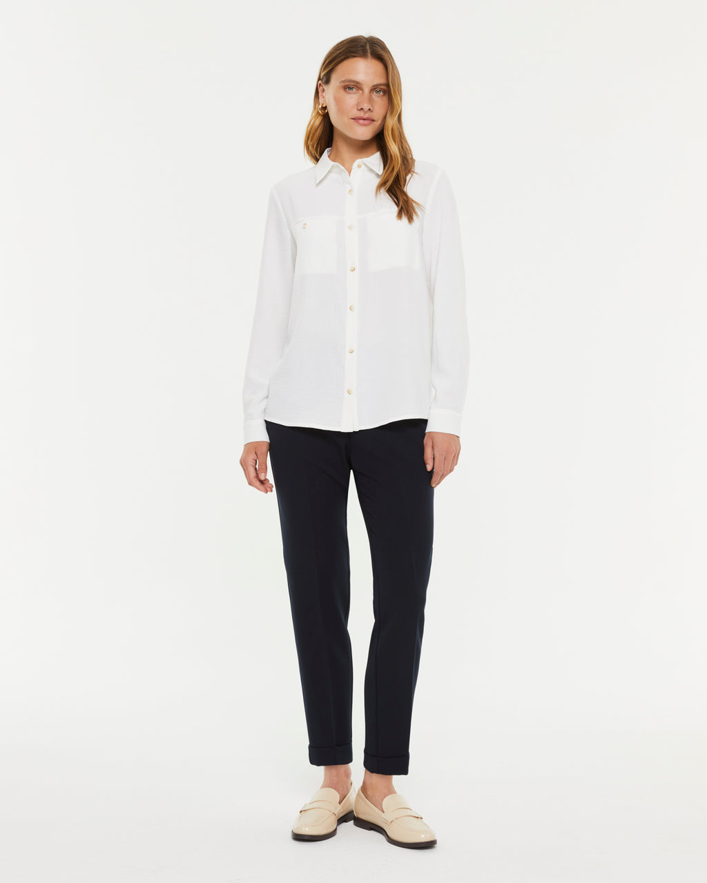 Chemise à manches longues pour femme avec col chemise