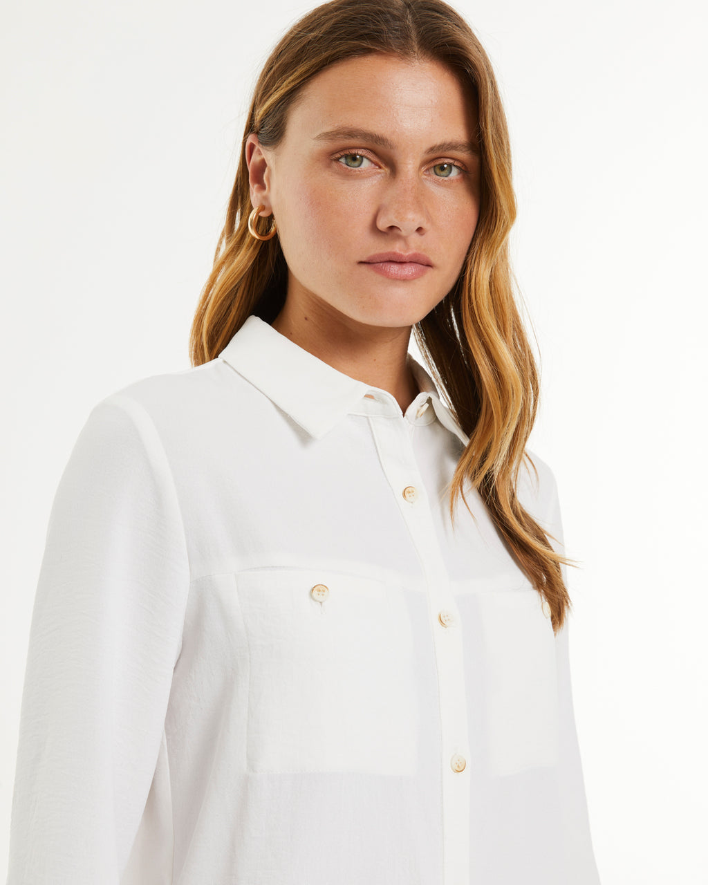 Camisa de mujer manga larga cuello camisero