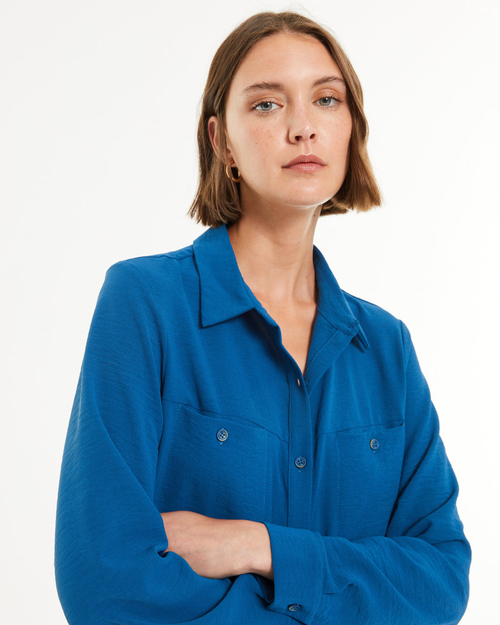 Camisa de mujer manga larga cuello camisero