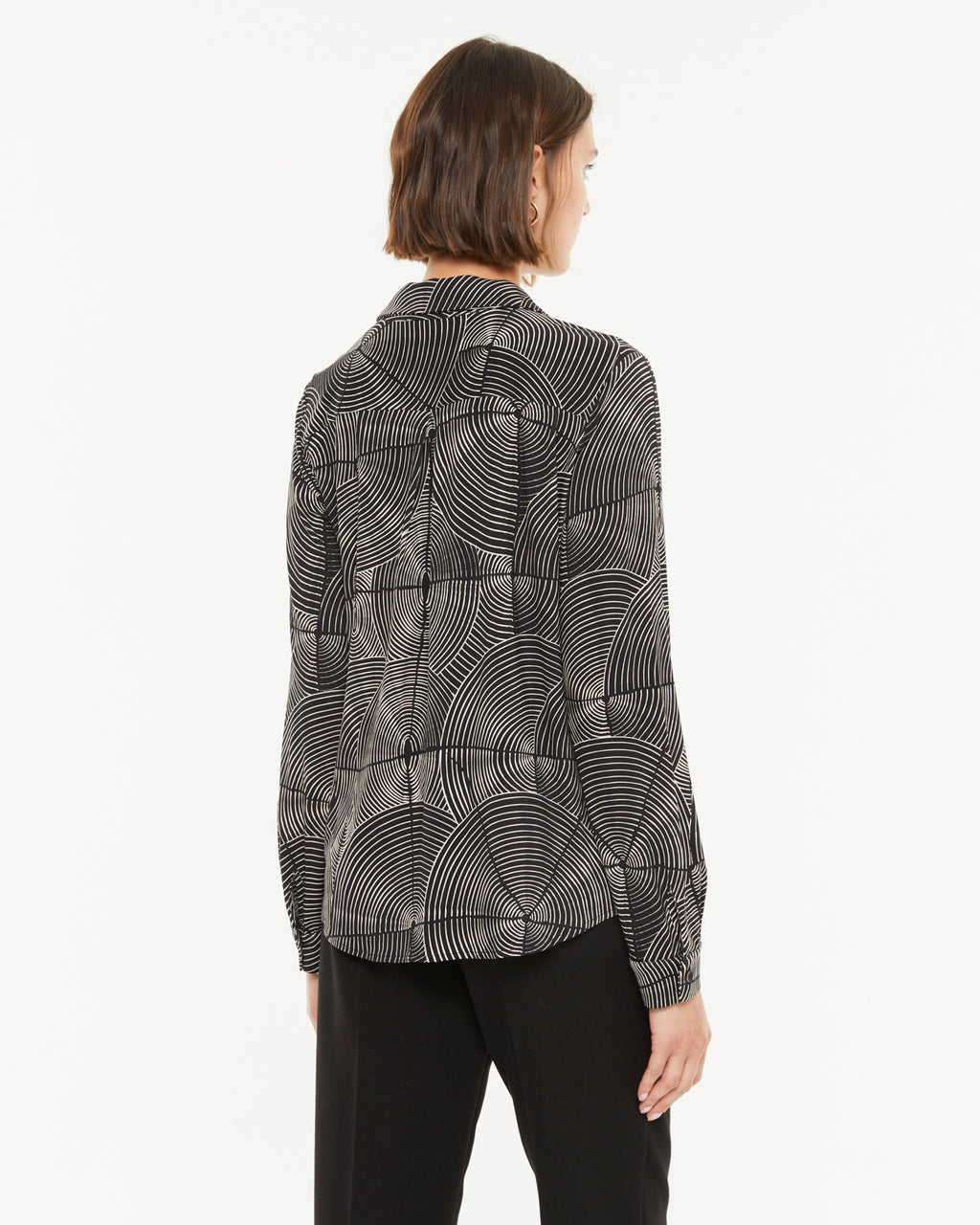 Camisa de mujer punto estampado cuello camisero