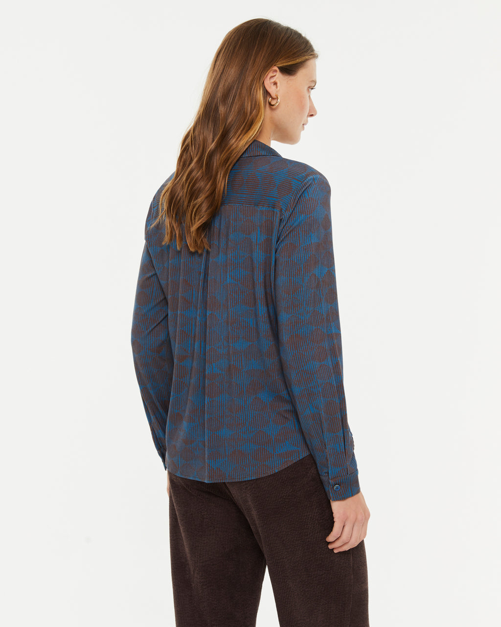 Camisa de mujer punto estampado cuello camisero