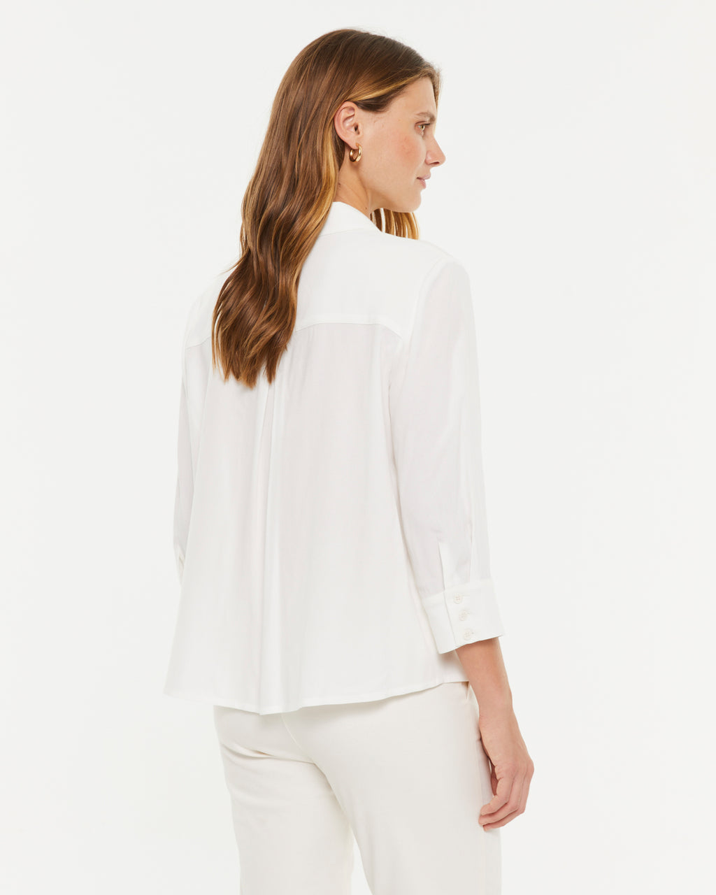 Camisa de mujer fluida cuello camisero manga francesa