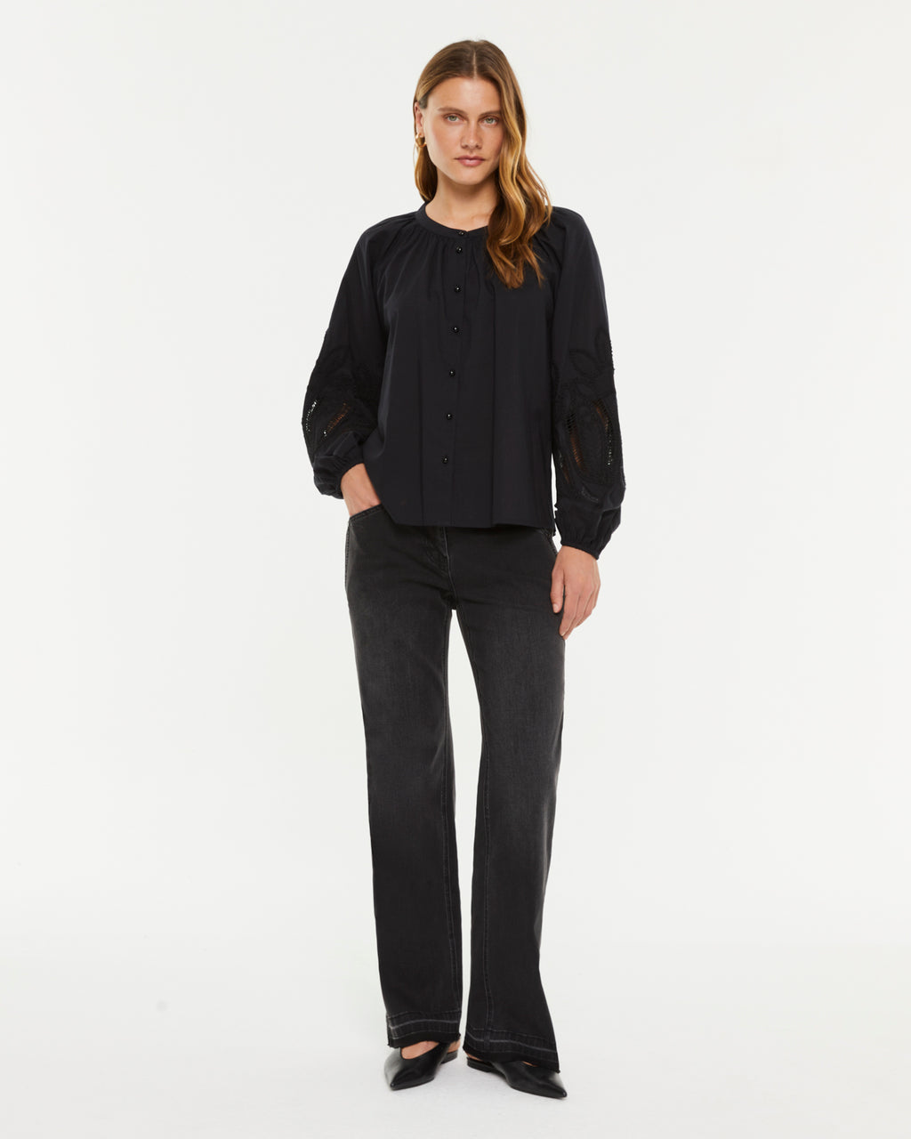 Jean droit pour femme avec taille élastique