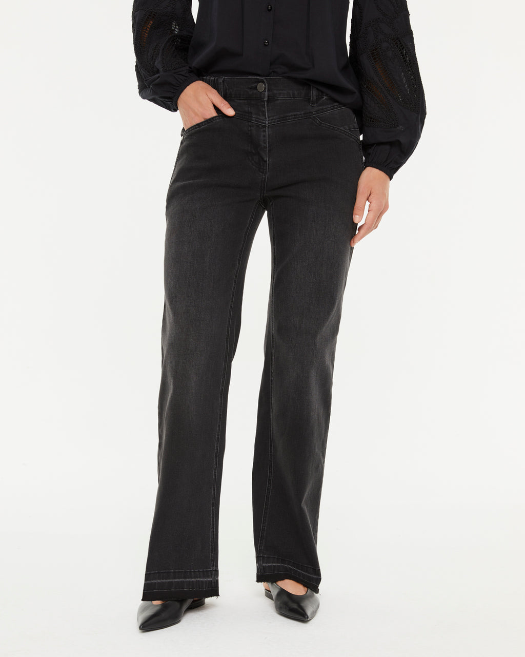 Jean droit pour femme avec taille élastique