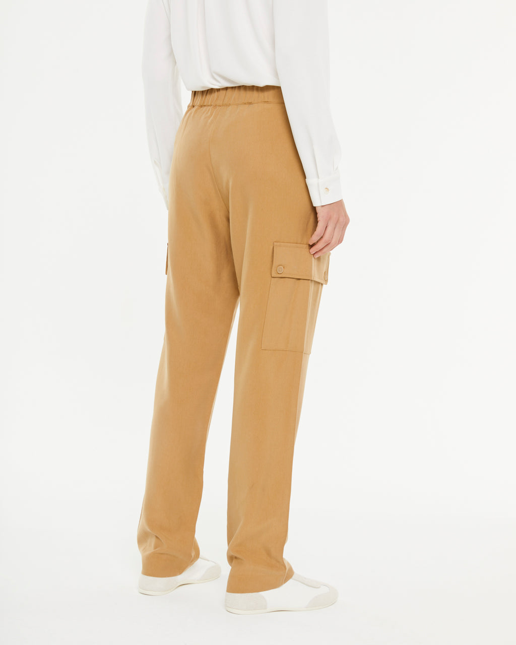 Pantalon cargo droit pour femme avec taille élastique