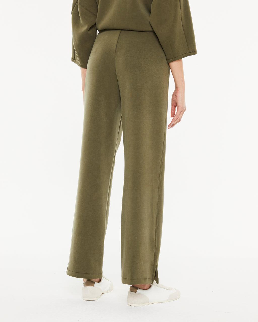 Pantalon large en tricot pour femme avec taille élastique