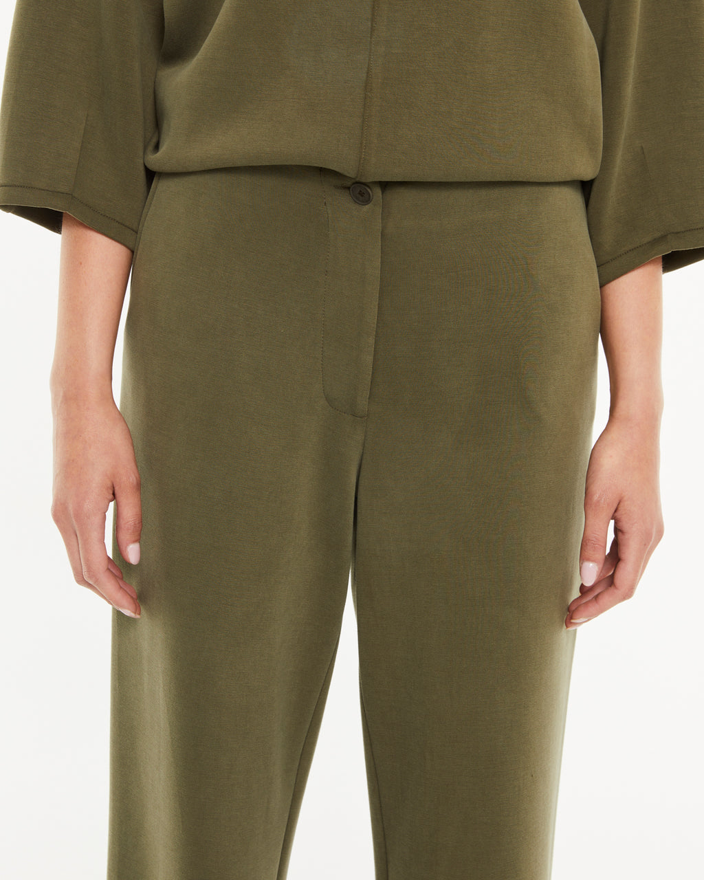Pantalon large en tricot pour femme avec taille élastique