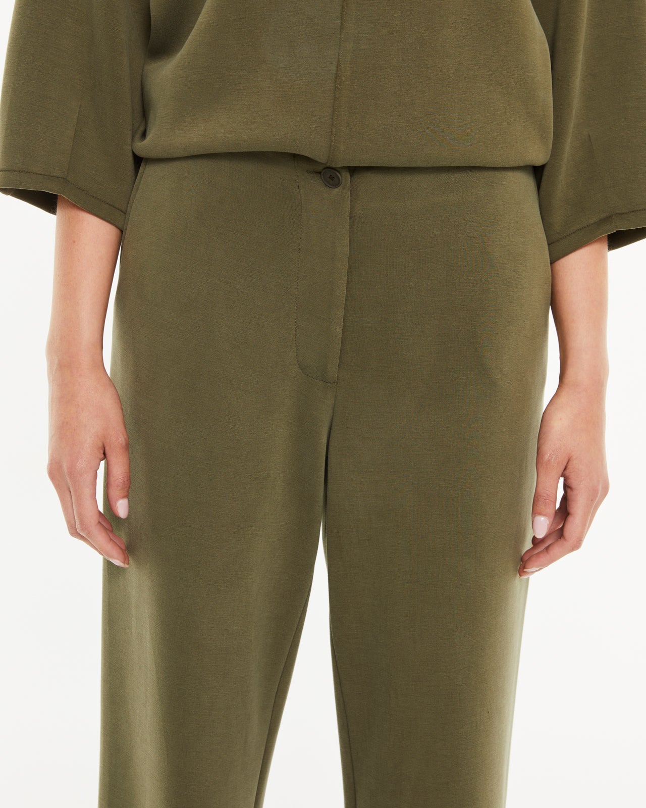 Pantalon large en tricot pour femme avec taille élastique