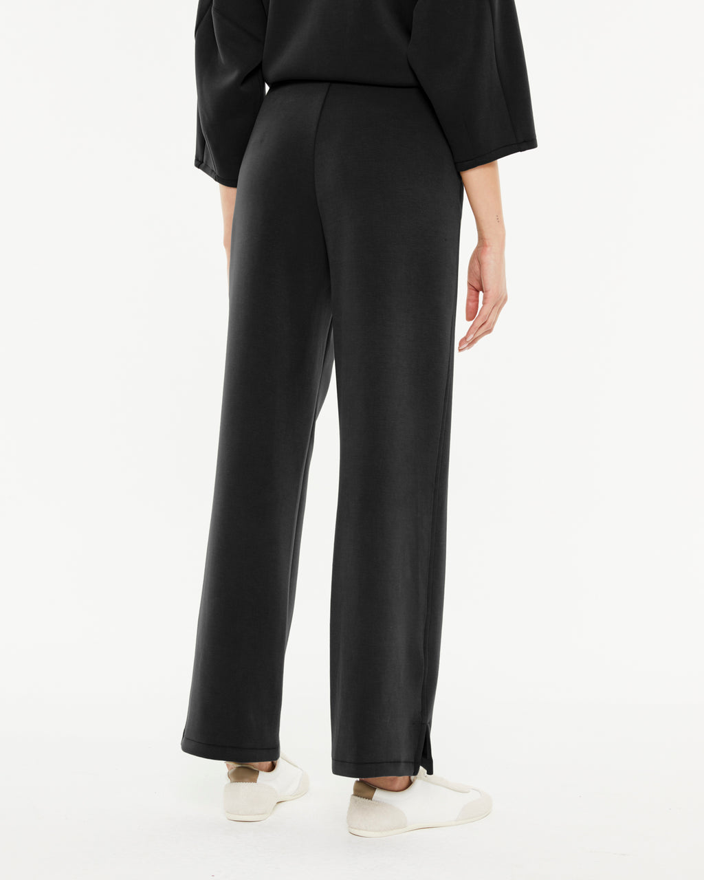 Pantalon large en tricot pour femme avec taille élastique