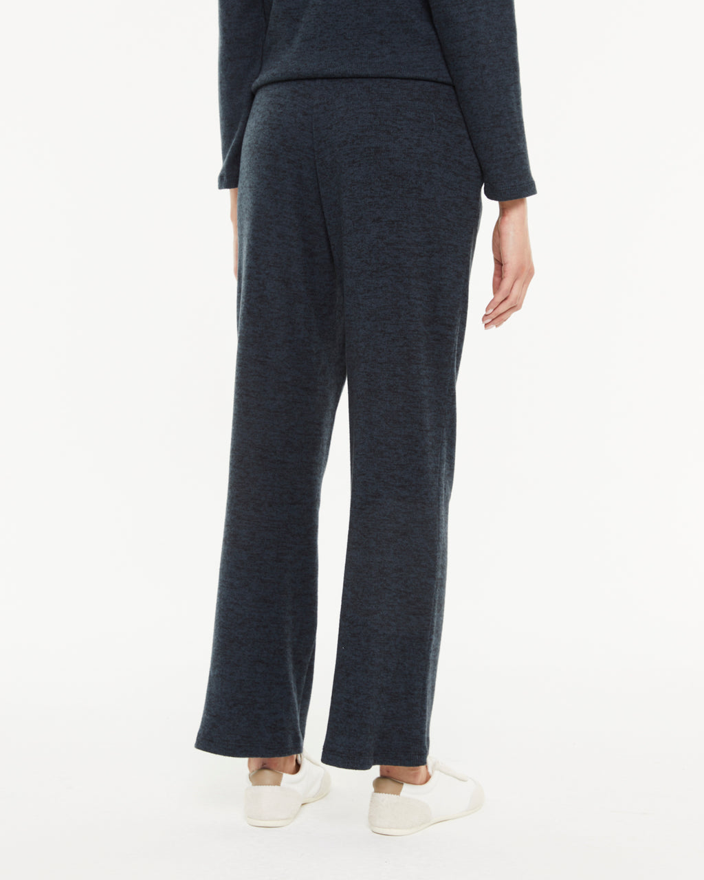 Pantalón recto de mujer de punto canalé cintura elástica