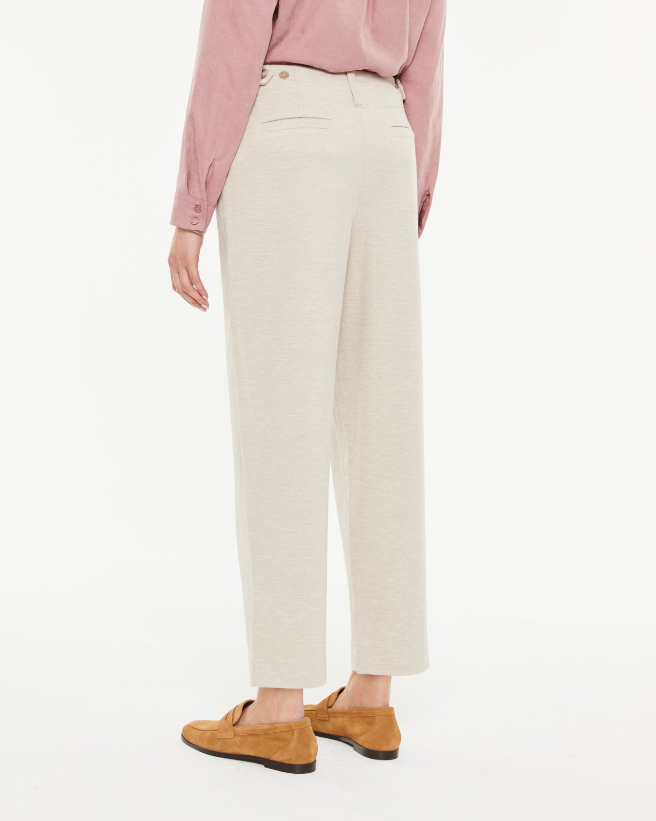 Pantalón recto de mujer de punto con bolsillos