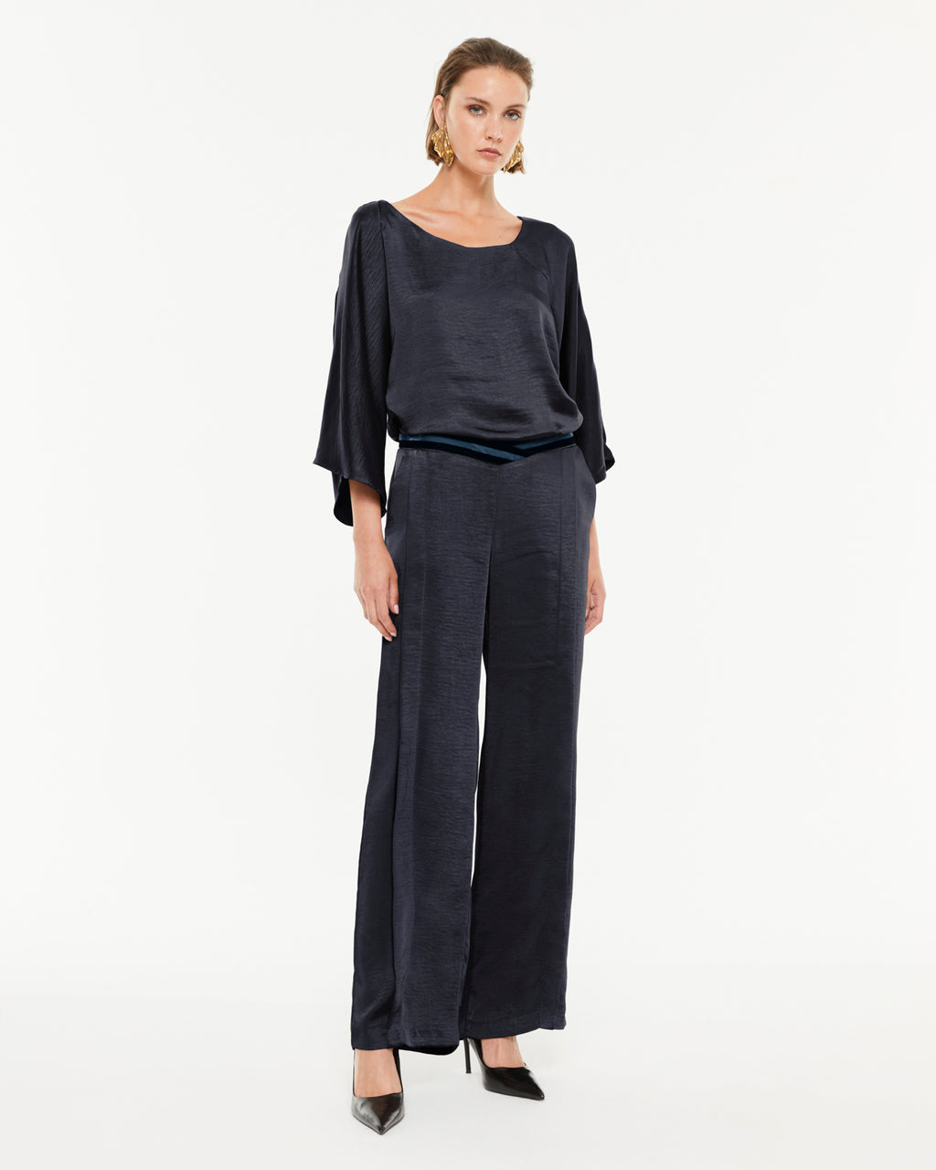 Pantalón ancho de mujer satinado