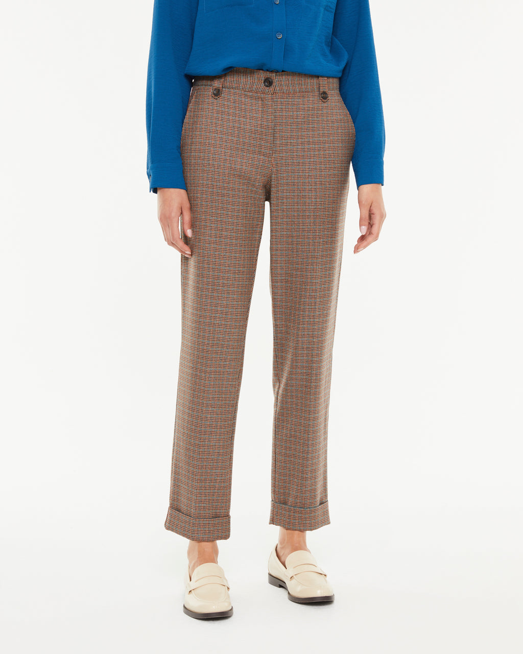 Pantalon droit pour femme à imprimé à carreaux
